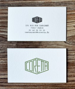 Carte de visite restaurant Coretta