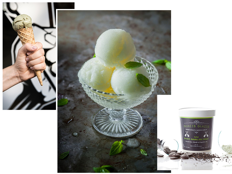 Glaces Glazed - Photo du milieu : Sorbet Basilic Instinct ©Glaces by Glazed - Hachette cuisine - Coralie Ferreira / Virginie Garnier