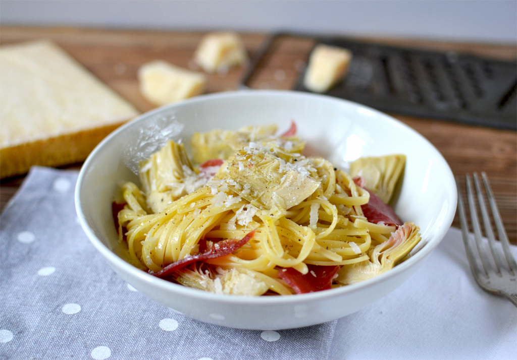 Linguine artichauts et coppa