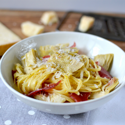 Linguine artichauts et coppa