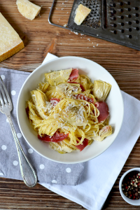 Linguine artichauts et coppa