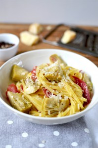 Linguine artichauts et coppa