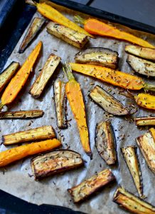 Carottes et aubergines rôties