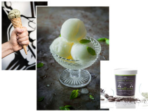 Glaces Glazed - Photo du milieu : Sorbet Basilic Instinct ©Glaces by Glazed - Hachette cuisine - Coralie Ferreira / Virginie Garnier