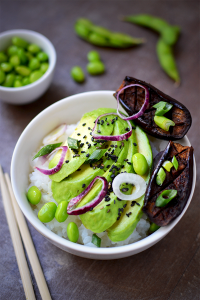 aubergines rôties au miso, riz vinaigré ©TendanceFood.com