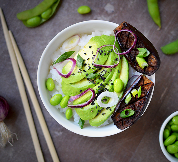 aubergines rôties au miso, riz vinaigré ©TendanceFood.com